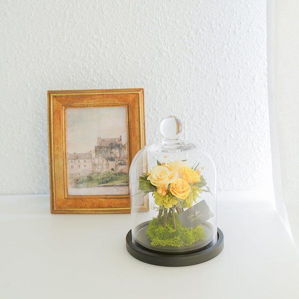 プリザーブドローズのガラスドームS - 「花」 x 「風水」で幸運を贈るフラワーギフト